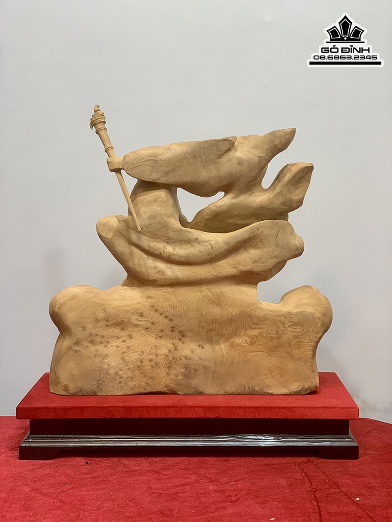 Tượng Đạt Ma Sư Tổ Gỗ Nu Ngọc Am Cao 60 Ngang 48 Sâu 16 (cm) 3