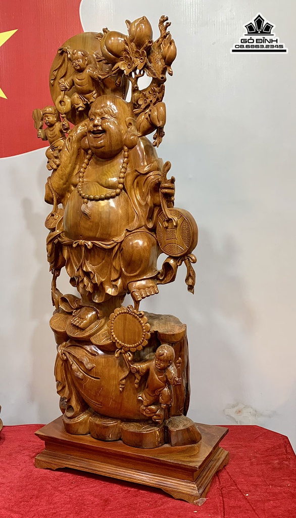 Tượng Phật Di Lặc Tam Phúc Gỗ Ngọc Am Cao 110 Ngang 46 Sâu 20 (cm) 0