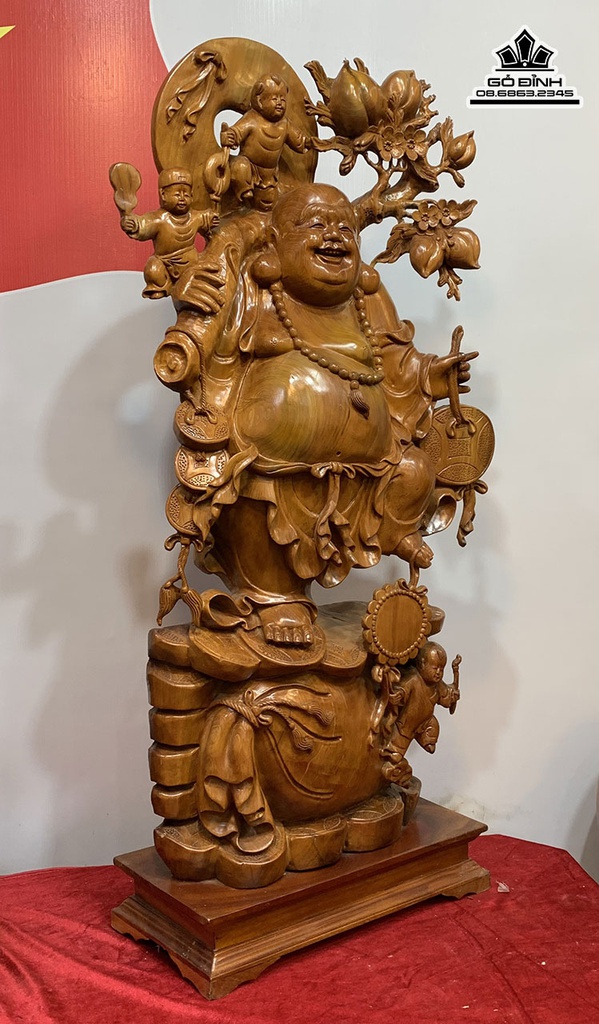 Tượng Phật Di Lặc Tam Phúc Gỗ Ngọc Am Cao 110 Ngang 46 Sâu 20 (cm) 1