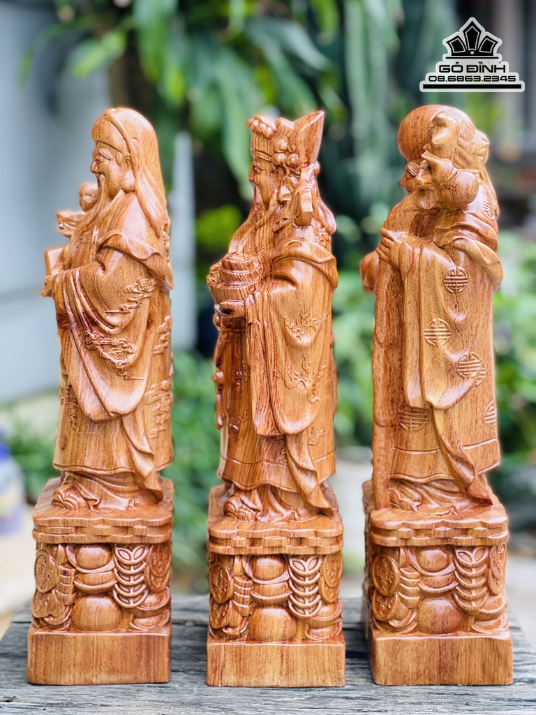 Tượng Phúc Lộc Thọ Gỗ Hương Đá Cao 40 Ngang 13 Sâu 11 (cm) 4