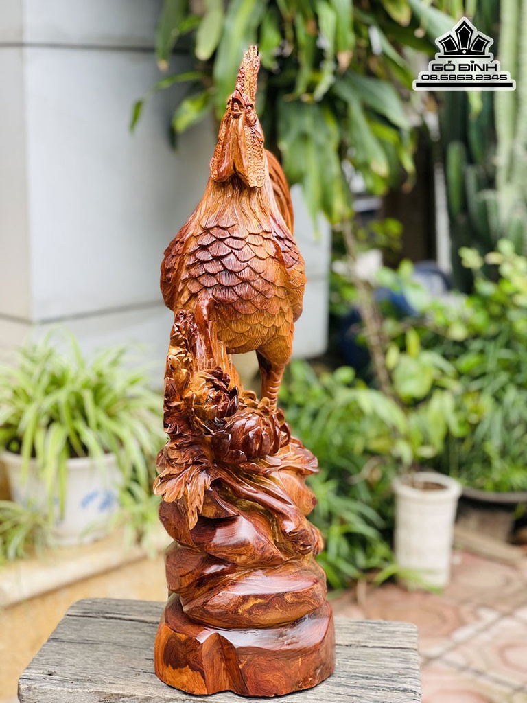 Tượng Gà Trống Gỗ Hương Cao 65 Ngang 45 Sâu 20 (cm) 0