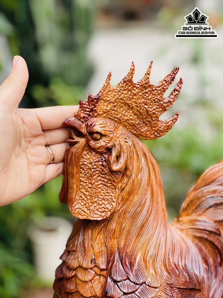 Tượng Gà Trống Gỗ Hương Cao 65 Ngang 45 Sâu 20 (cm) 1