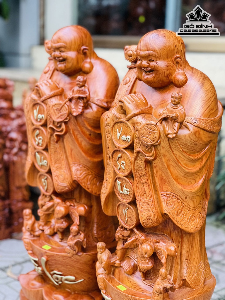 Tượng Phât Di Lặc Chúc Phúc Gỗ Hương Đá Cao 80 Ngang 28 Sâu 23 (cm) 2