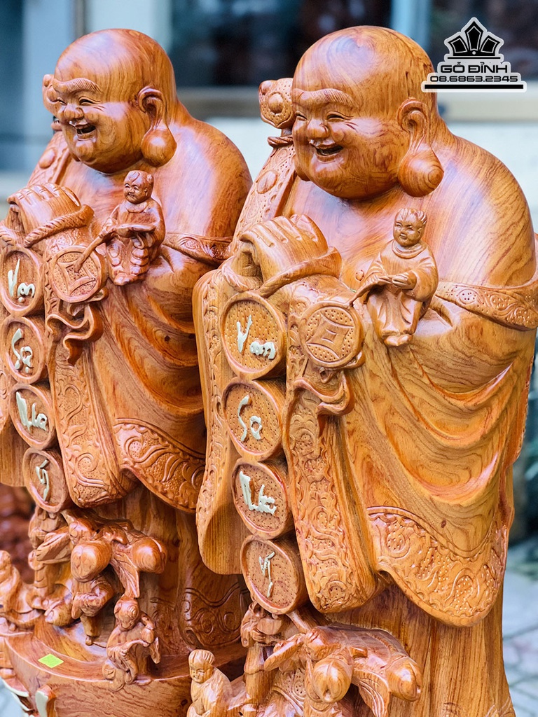 Tượng Phât Di Lặc Chúc Phúc Gỗ Hương Đá Cao 80 Ngang 28 Sâu 23 (cm) 3