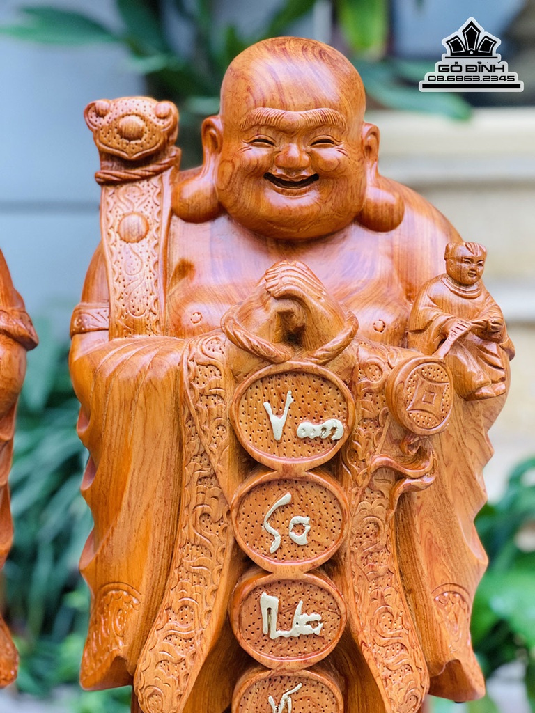 Tượng Phât Di Lặc Chúc Phúc Gỗ Hương Đá Cao 80 Ngang 28 Sâu 23 (cm)5