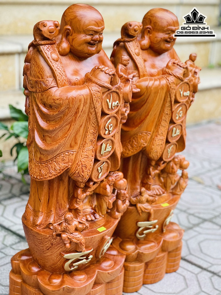 Tượng Phât Di Lặc Chúc Phúc Gỗ Hương Đá Cao 80 Ngang 28 Sâu 23 (cm)6