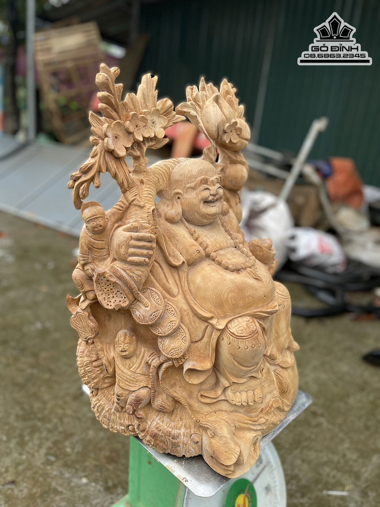 Tượng Phật Di Lặc Gỗ Ngọc Am Cao 55 Ngang 40 Sâu 30 (cm) 0