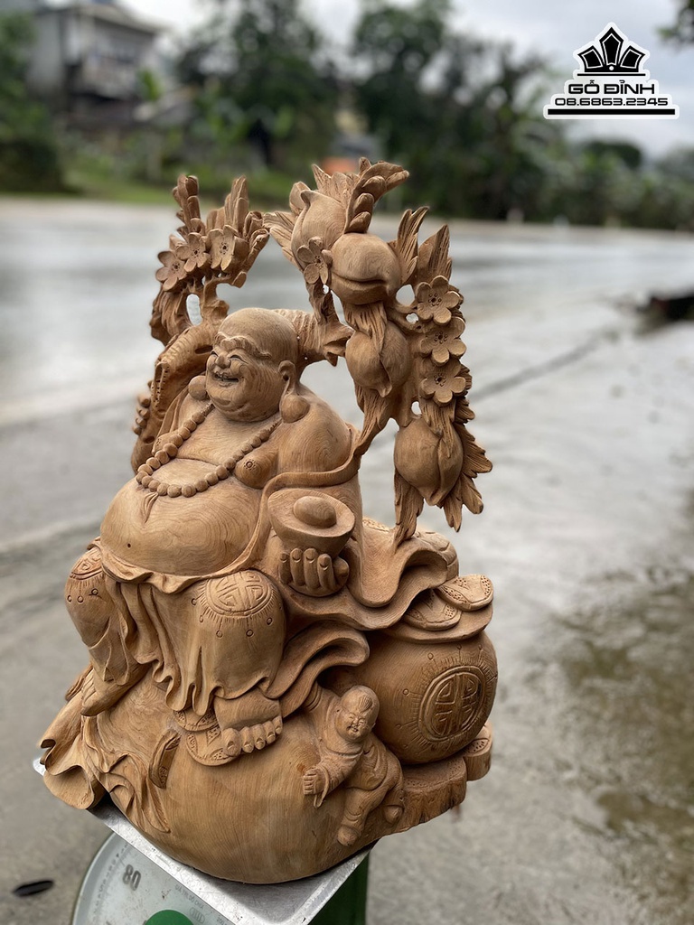 Tượng Phật Di Lặc Gỗ Ngọc Am Cao 55 Ngang 40 Sâu 30 (cm) 1