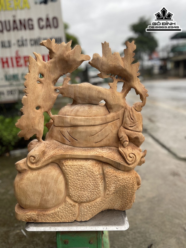 Tượng Phật Di Lặc Gỗ Ngọc Am Cao 55 Ngang 40 Sâu 30 (cm) 2