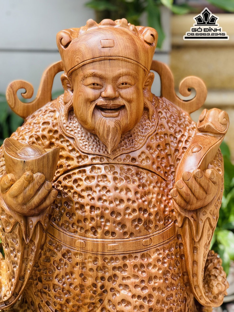Tượng Thần Tài Gỗ Ngọc Am Cao 67 Ngang 40 Sâu 21 (cm) 1