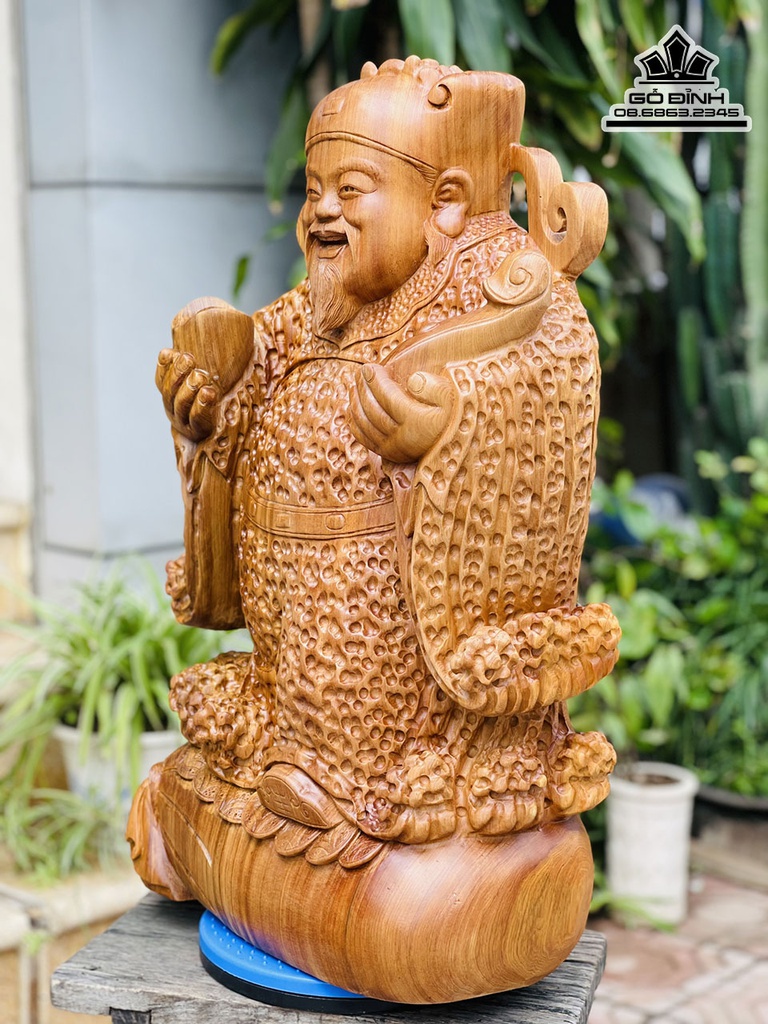 Tượng Thần Tài Gỗ Ngọc Am Cao 67 Ngang 40 Sâu 21 (cm) 2