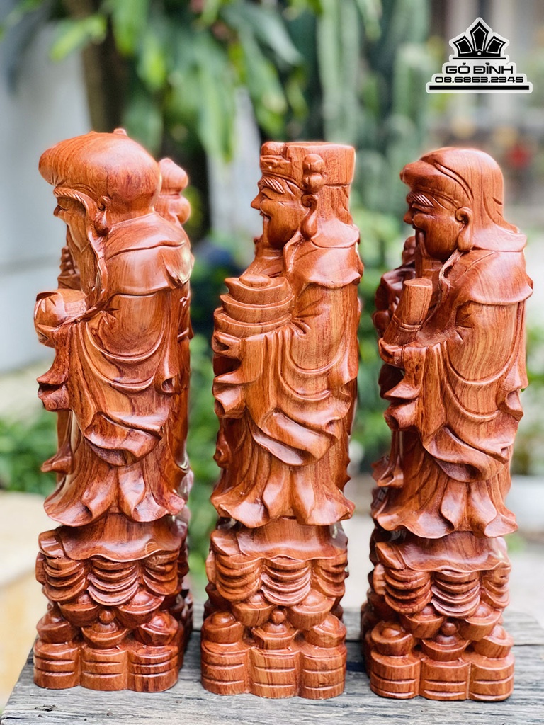 Tượng Phúc Lộc Thọ Gỗ Hương Cao 40 Ngang 14 Sâu 11 (cm) 2