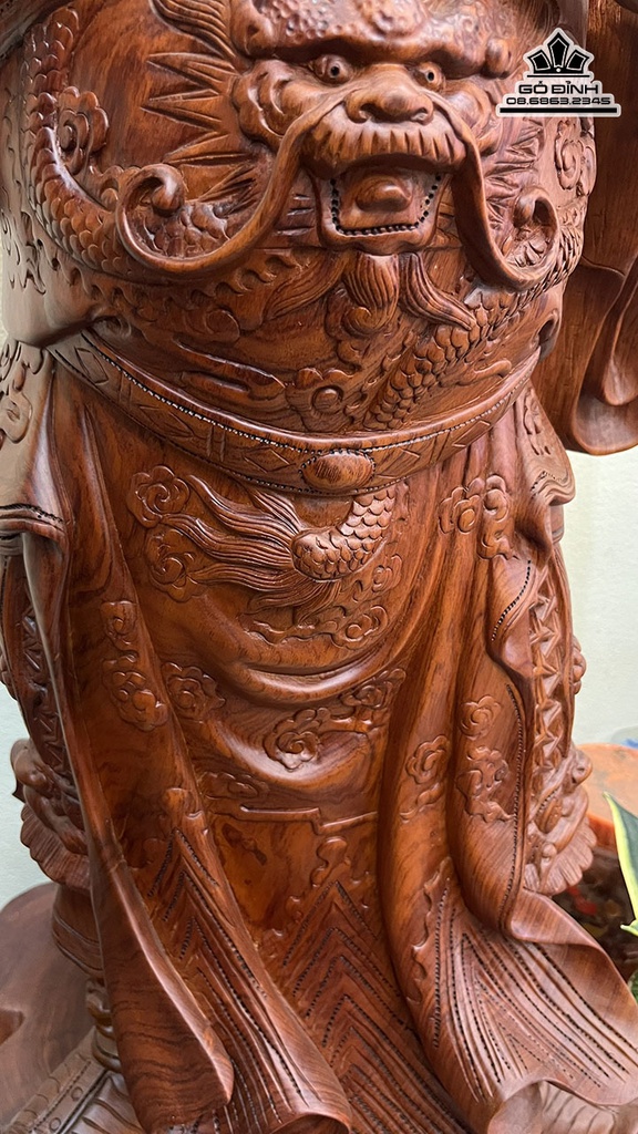 Tượng Quan Công Chống Đao Gỗ Hương Cao 120 Ngang 46 Sâu 36 (cm) 0