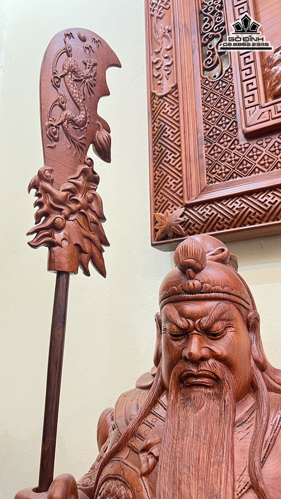 Tượng Quan Công Chống Đao Gỗ Hương Cao 120 Ngang 46 Sâu 36 (cm) 1