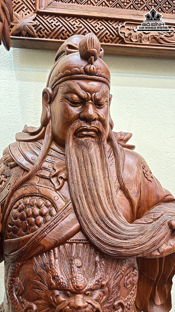 Tượng Quan Công Chống Đao Gỗ Hương Cao 120 Ngang 46 Sâu 36 (cm) 4