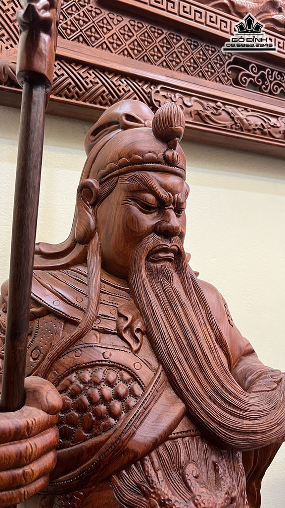 Tượng Quan Công Chống Đao Gỗ Hương Cao 120 Ngang 46 Sâu 36 (cm) 9