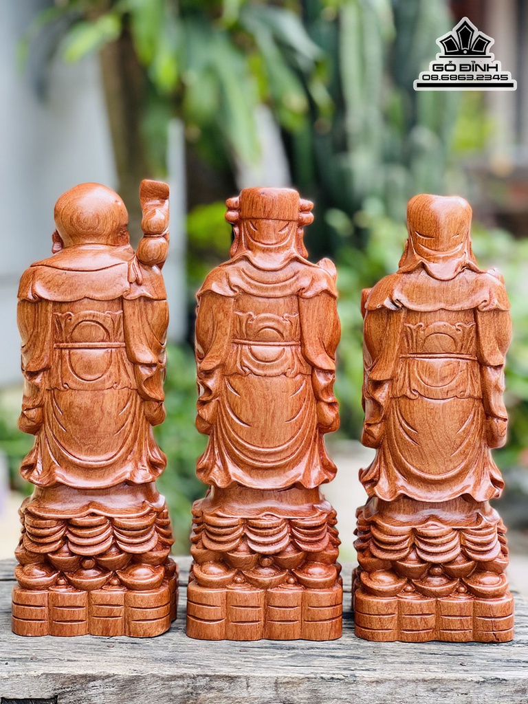 Tượng Phúc Lộc Thọ Gỗ Hương Đá Cao 30 Ngang 10 Sâu 8 (cm) 0