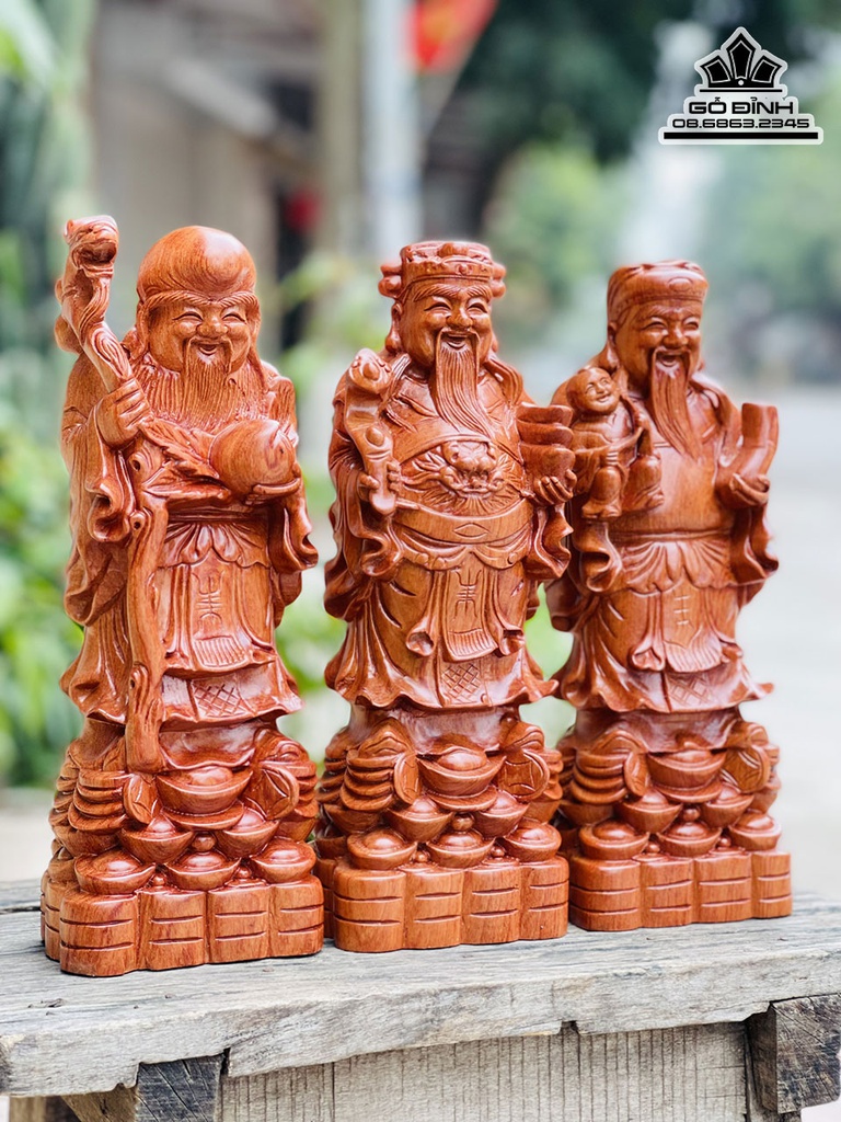 Tượng Phúc Lộc Thọ Gỗ Hương Đá Cao 30 Ngang 10 Sâu 8 (cm) 1