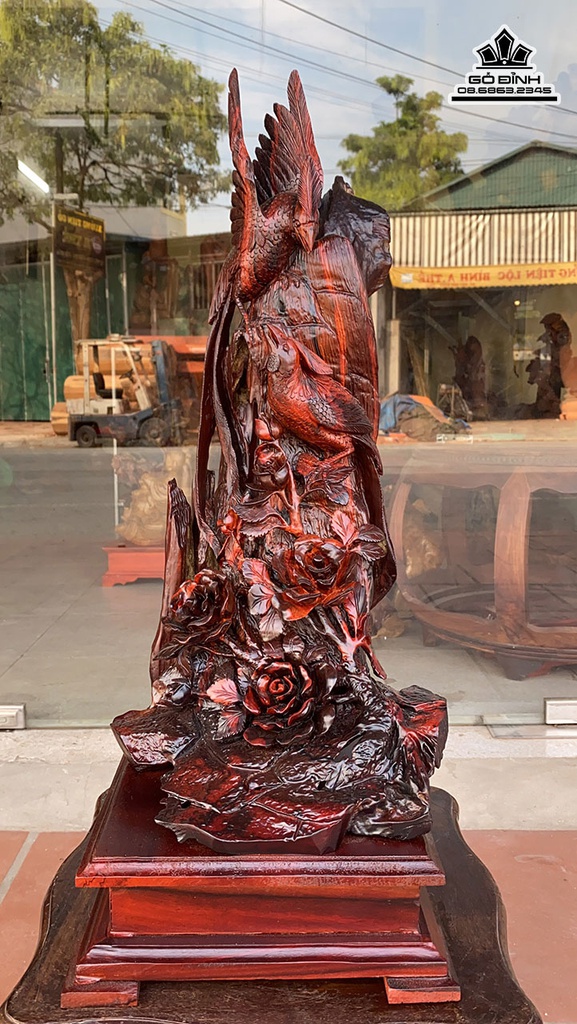 Tượng Phu Thê Viên Mãng Gỗ Trắc Cao 70 Ngang 25 Sâu 30 (cm) 0