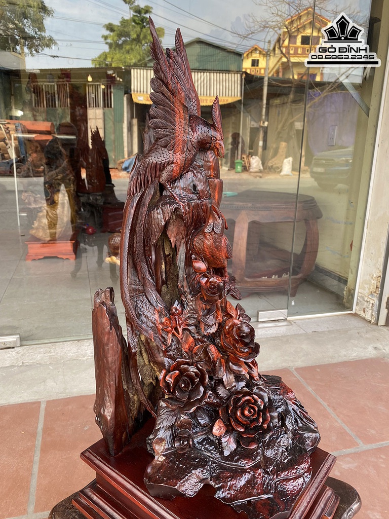 Tượng Phu Thê Viên Mãng Gỗ Trắc Cao 70 Ngang 25 Sâu 30 (cm) 2