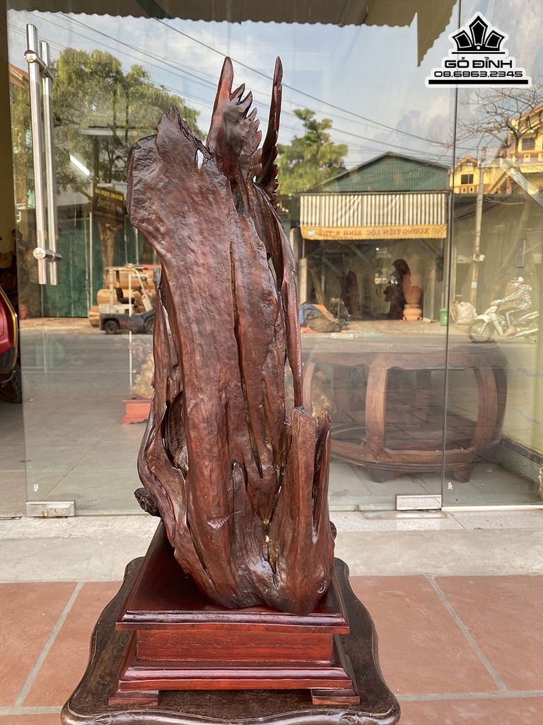 Tượng Phu Thê Viên Mãng Gỗ Trắc Cao 70 Ngang 25 Sâu 30 (cm) 3