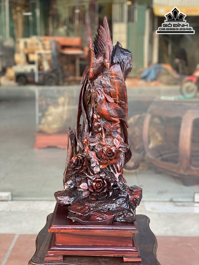 Tượng Phu Thê Viên Mãng Gỗ Trắc Cao 70 Ngang 25 Sâu 30 (cm) 4