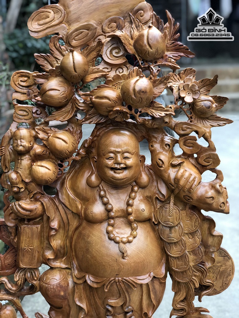 Tượng Phật Di Lặc Gỗ Hương Cao 106 Ngang 70 Sâu 30 (cm) 0