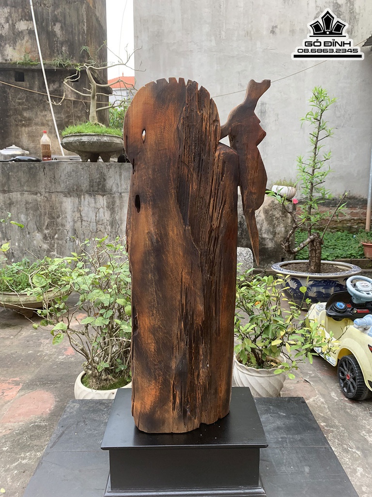 Tượng Đạt Ma Sư Tổ Gỗ Lũa Dổi Cao 80 Ngang 31 Sâu 19 (cm)5