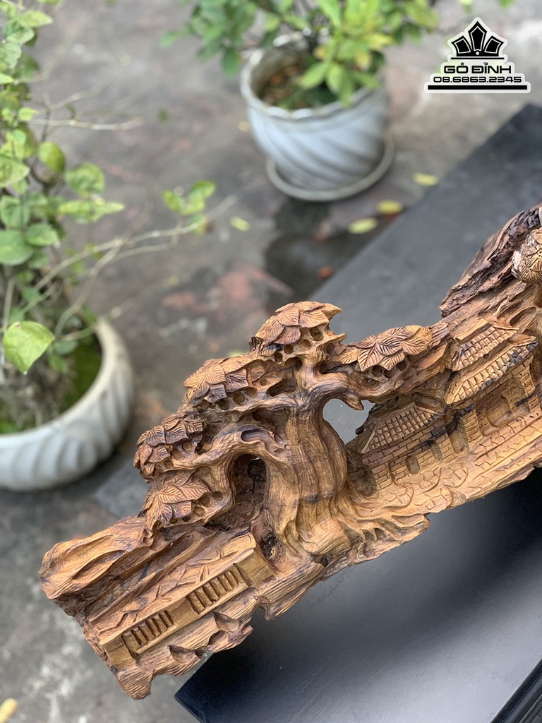 Tượng Nhất Tâm Bái Phật Gỗ Bách Xanh Cao 36 Ngang 108 Sâu 25 (cm)4