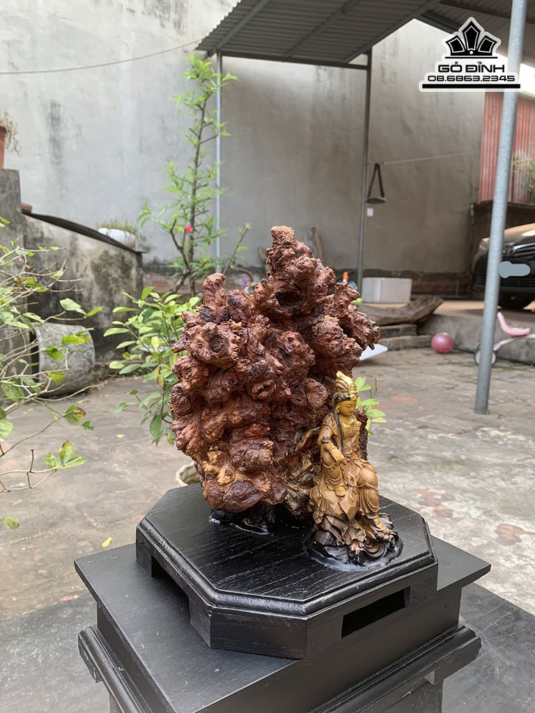 Tượng Phật Quan Âm Gỗ Cẩm Cao 23 Ngang 27 Sâu 23 (cm) 2