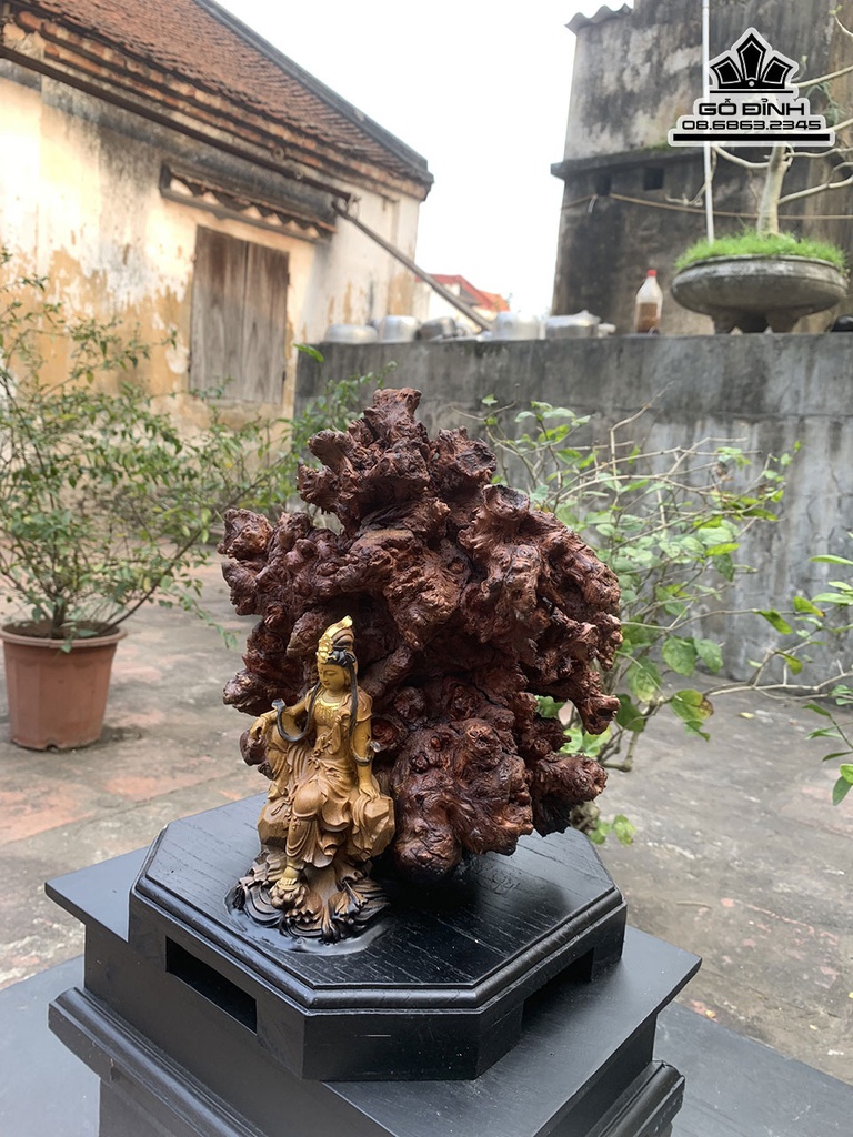 Tượng Phật Quan Âm Gỗ Cẩm Cao 23 Ngang 27 Sâu 23 (cm) 4