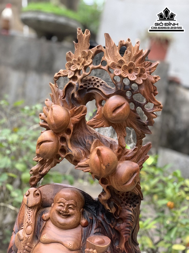 Tượng Phật Di Lặc Gỗ Xá Xị Cao 58 Ngang 30 Sâu 16 (cm) 2