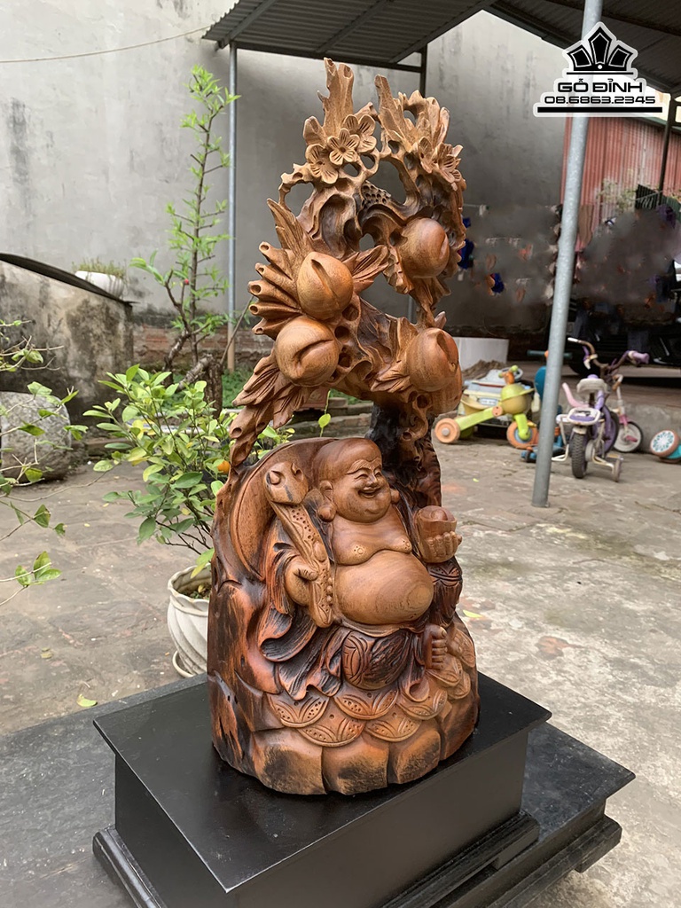 Tượng Phật Di Lặc Gỗ Xá Xị Cao 58 Ngang 30 Sâu 16 (cm) 3