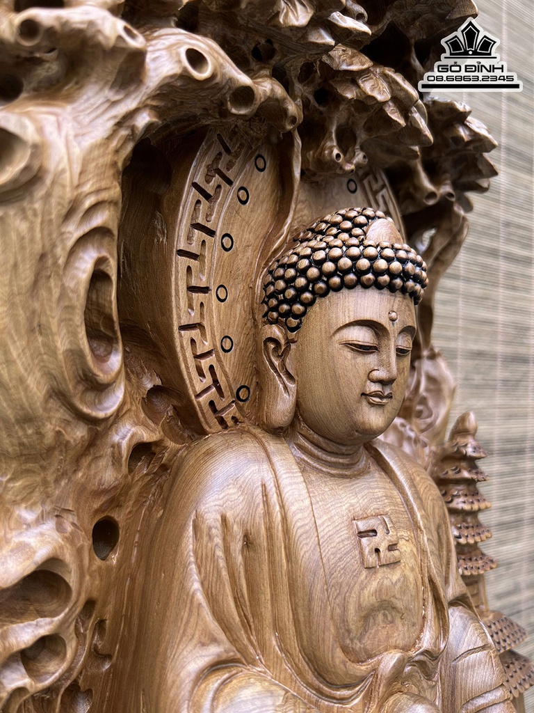 Tượng Nhất Tâm Bái Phật Gỗ Bách Xanh Cao 66 Ngang 30 Sâu 16 (cm) 2