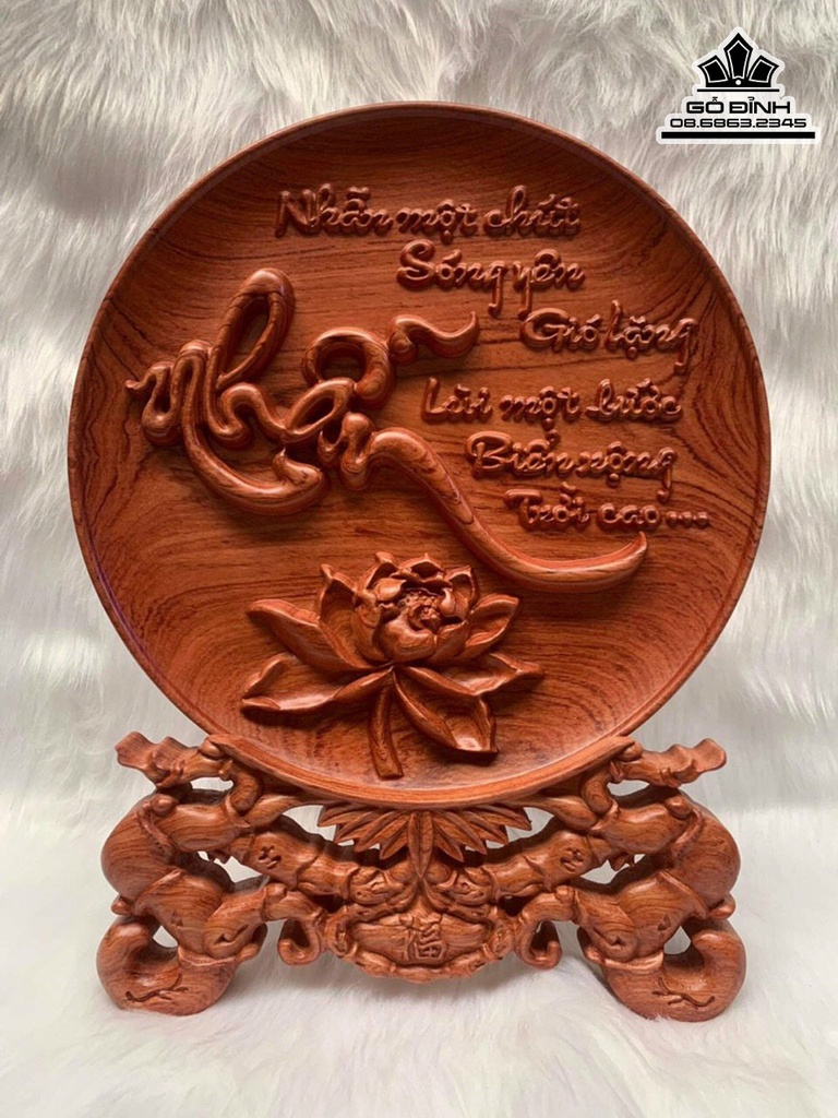 Tranh Đĩa Gỗ Hương Cao 37 Đường Kính 30 Dày 3 (cm) 2