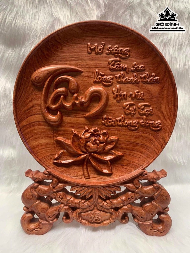 Tranh Đĩa Gỗ Hương Cao 37 Đường Kính 30 Dày 3 (cm) 3