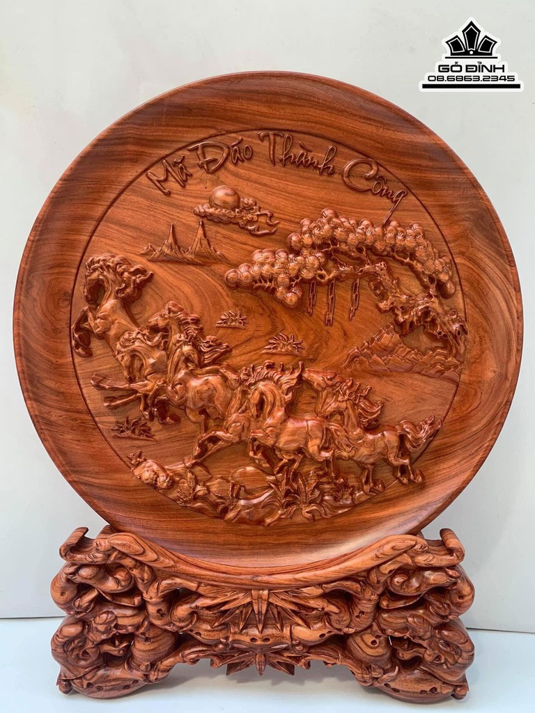 Tranh Đĩa Gỗ Hương Cao 37 Đường Kính 30 Dày 3 (cm)6