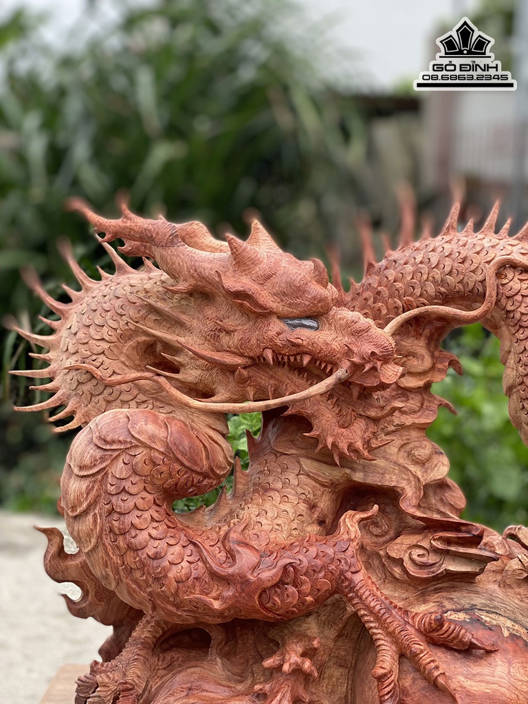 Tượng Rồng Nhất Long Gỗ Hương Cao 43 Ngang 78 Sau 30 (cm) 1