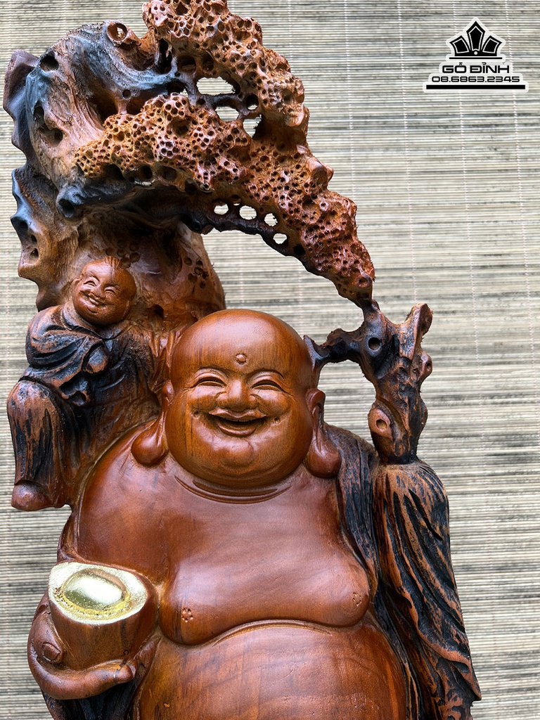 Tượng Phật Di Lặc Gỗ Xá Xị Cao 82 Ngang 24 Sâu 18 (cm) 0