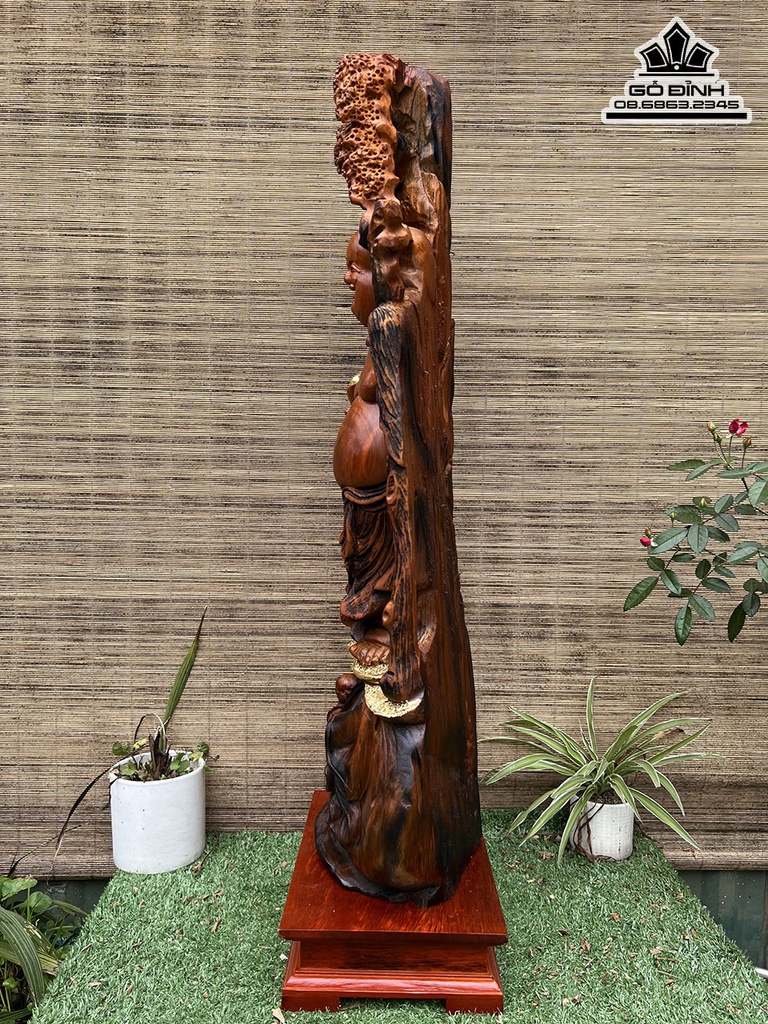 Tượng Phật Di Lặc Gỗ Xá Xị Cao 82 Ngang 24 Sâu 18 (cm) 2