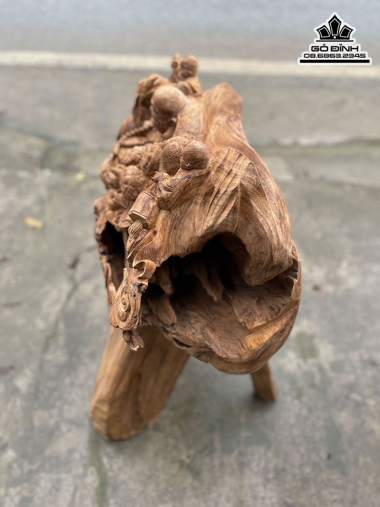 Tượng Phật Di Lặc Tam Phúc Gỗ Ngọc Am Cao 46 Ngang 78 Sâu 35 (cm)4