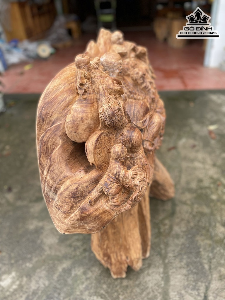 Tượng Phật Di Lặc Tam Phúc Gỗ Ngọc Am Cao 46 Ngang 78 Sâu 35 (cm)5