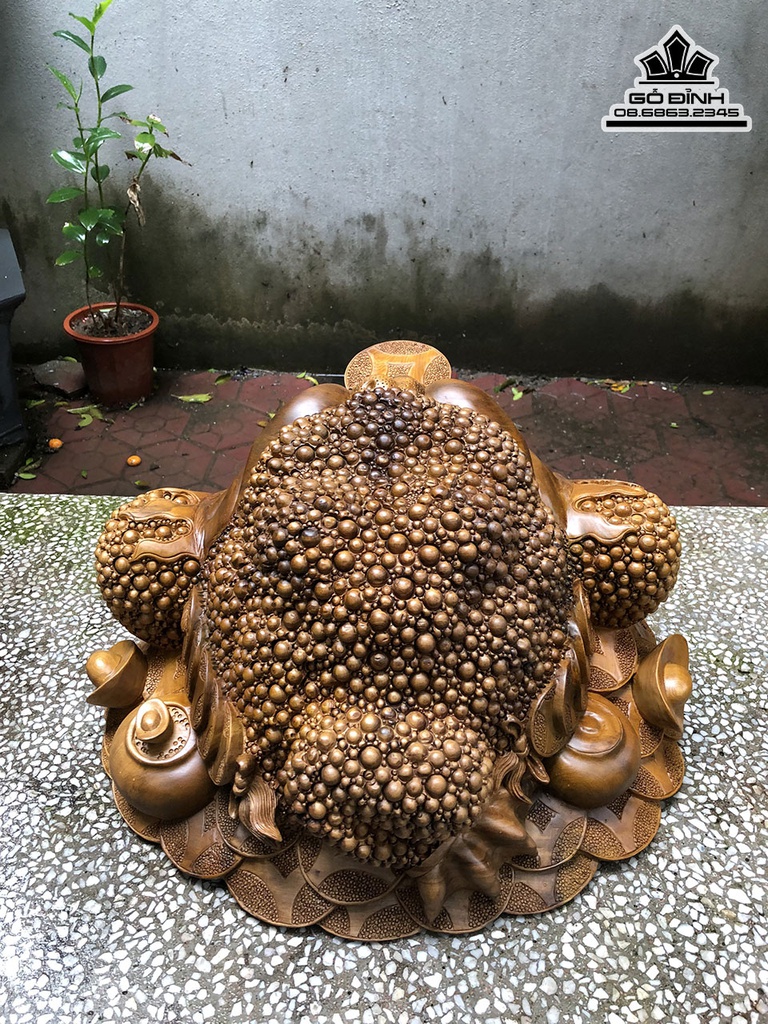 Tượng Cóc Gỗ Bách Xanh Cao 32 Ngang 52 Sâu 52 (cm) 3