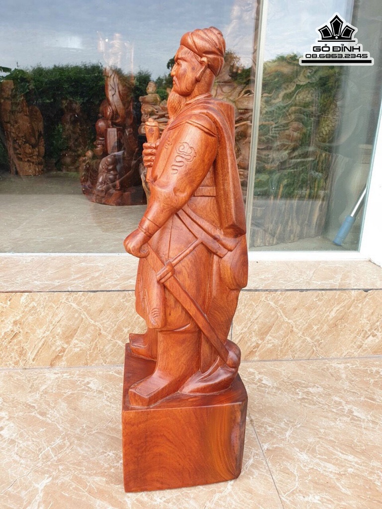 Tượng Trần Hưng Đạo Gỗ Hương Đá Cao 60 Ngang 18 Sâu 17 (cm) 1