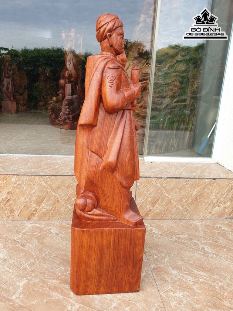 Tượng Trần Hưng Đạo Gỗ Hương Đá Cao 60 Ngang 18 Sâu 17 (cm) 2