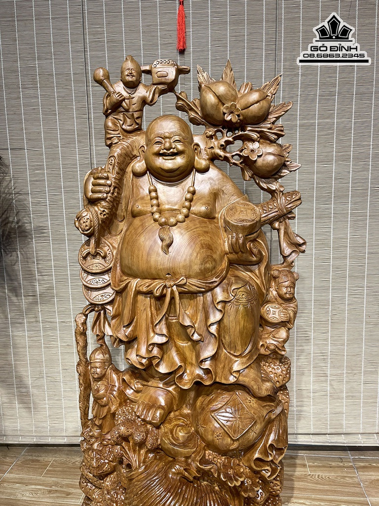 Tượng Phật Di Lặc Đứng Nhân Sâm Gỗ Ngọc Am Cao 106 Ngang 47 Sâu 33 (cm) 1