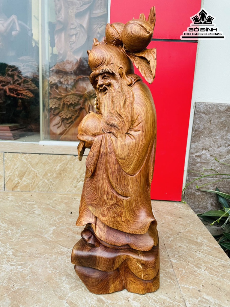 Tượng Ông Thọ Gỗ Hương Cao 52 Ngang 22 Sâu 20 (cm) 1
