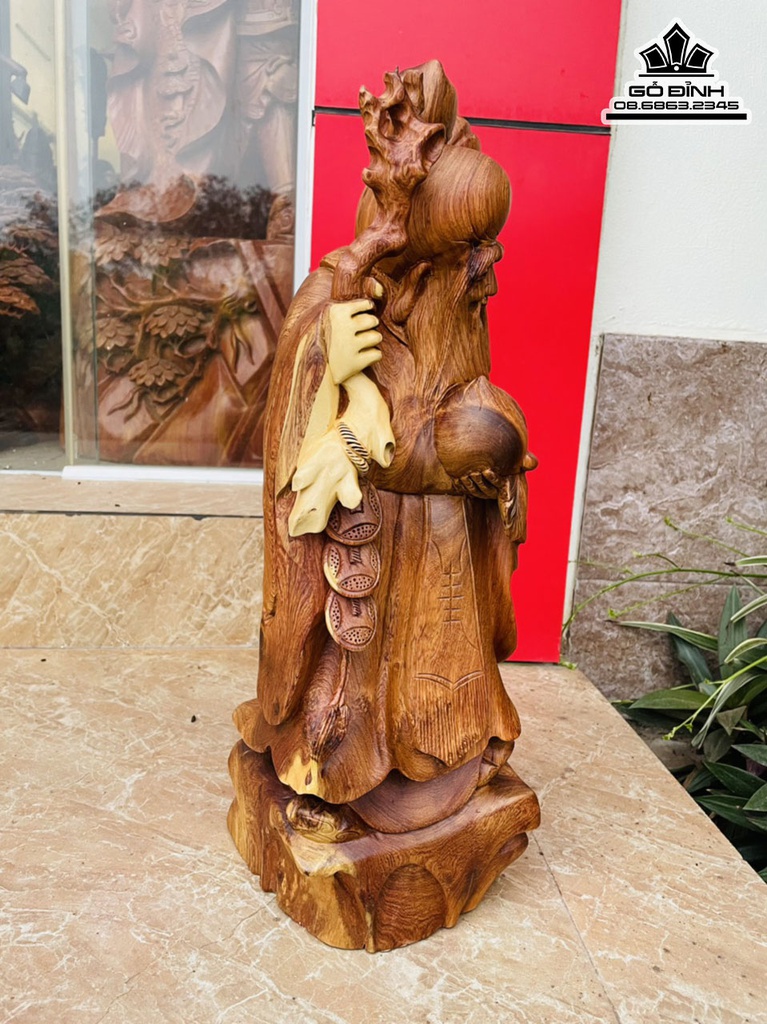 Tượng Ông Thọ Gỗ Hương Cao 52 Ngang 22 Sâu 20 (cm) 2