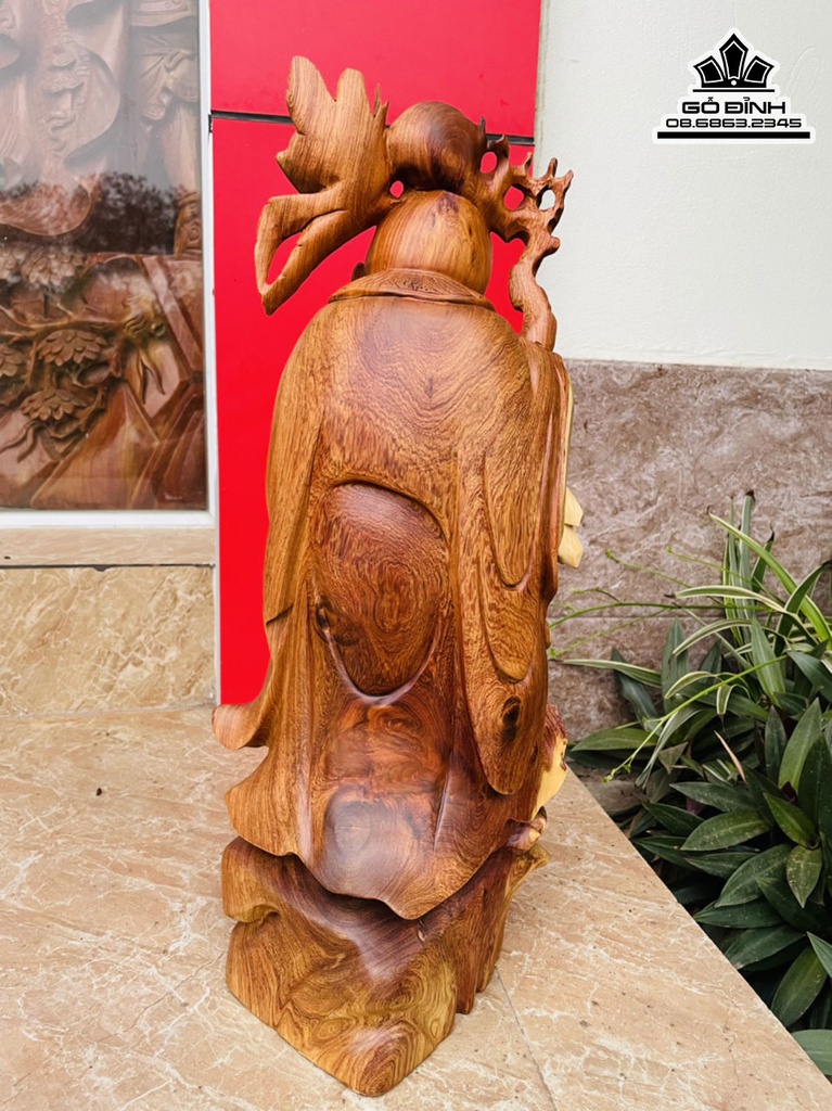 Tượng Ông Thọ Gỗ Hương Cao 52 Ngang 22 Sâu 20 (cm) 3