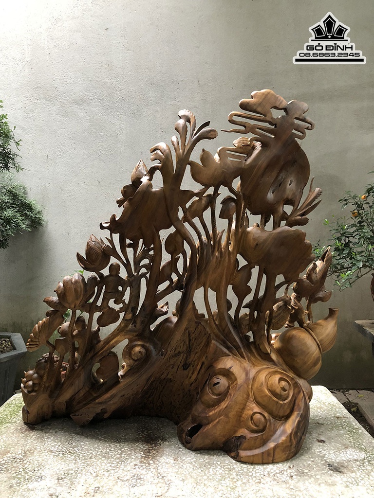 Tượng Phật Di Lặc Ngồi Bao Tiền Gỗ Bách Xanh Cao 100 Ngang 105 Sâu 43 (cm)4